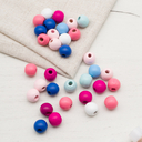 Бусины деревянные (12 мм; 30 шт.; сине-розовый микс) — фото, картинка — 1