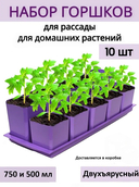 Набор горшков для цветов и рассады с поддоном и выдвижным дном 